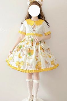 Fabric: Polyester Style types: Sweet Lolita Season: Spring, Summer, Autumn, Winter Include: Dress*1 (Any of the accessory is not included.) Process Time: Could be shipped out in 30-40 days. Size (IN) Bust Waist Sleeve Length Shoulder Width Length S 33.46 31.50 9.84 13.78 33.46 M 35.04 33.07 10.24 14.17 33.86 L 36.61 34.65 10.63 14.57 34.25 XL 38.19 36.22 11.42 15.35 35.04 Size (CM) Bust Waist Sleeve Length Shoulder Width Length S 85 80 25 35 85 M 89 84 26 36 86 L 93 88 27 37 87 XL 97 92 29 39 89 Duck Clothes, Style Types, Duck Print, Op Dress, Spring Summer Autumn Winter, Yellow Short, Kawaii Dress, Yellow Shorts, Sweet Lolita