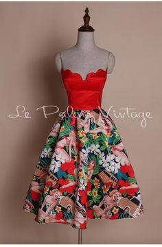 Vintage retro pinup 1950 strapless bustier full skirt floral dress Retro Pinup, Strapless Bustier, Full Skirts, Skirt Floral, Good Girl, Fashion Vintage, Coraline, Full Skirt, Floral Dress