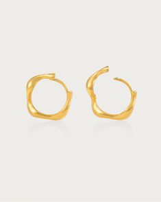 Gold Wave Hoop Earrings | En Route Jewelry En Route Jewelry, Gold Waves, Jewelry Gold, Gold Gold, Gold Earrings, Gold Jewelry, 18k Gold, Gold Plate, Hoop Earrings