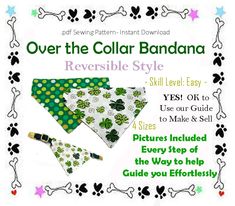 an advertisement for the collar bandana reversible style with instructions to make it