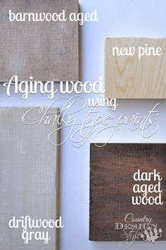 four different types of wood are displayed on the wall, including one with white lettering