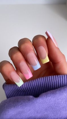 Pastel Nails Designs, Bunny Nails, Graduation Nails, Spring Acrylic Nails, Long Square Acrylic Nails, Easter Nails, Rainbow Nails