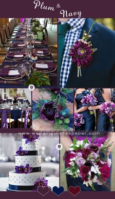 a collage of photos with purple and green flowers on the top, in different colors