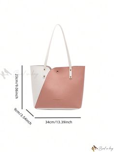 Bird in Bag - Stylish Womens Colorblock Shoulder Bag with Pink and White Design for Casual Use Daily Use Rectangular Shoulder Bag With Contrast Color, Pink Color Block Shopping Bag, Modern Color Block Rectangular Shoulder Bag, Daily Use Tote Shoulder Bag With Color Block, Rectangular Bag With Contrast Color For Everyday Use, Daily Use Color Block Tote Shoulder Bag, Pink Color Block Bags For Everyday Use, Color Block Tote Shoulder Bag For Daily Use, Rectangular Everyday Bag With Contrast Color