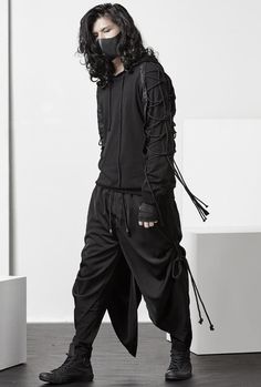 Men's Alternative Fashion, Mens Gothic Clothing, Gothic Mens Fashion, Dark Outfits Men, Gothic Techwear, Tech Wear Men, Gothic Style Men, Gothic Outfits Men, Dark Wear Men