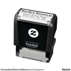 a self - inking stamper with the word reflected on it's side