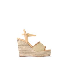 LOUIS VUITTON® - Helios Wedge Sandal - Natural Luxury Swimsuits, Summer Fashion Accessories, Swimsuits Bikinis, Comfortable Wedges, Spring Sandals, Trunk Bag, Braided Rope, Summer Styles, Buckle Shoes