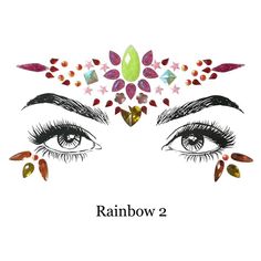 🌈 Rainbow Blast Face Gems 💎 8 Colorful Designs! - The Songbird Collection Festival Face Jewels, Jewel Tattoo, Eyebrow Jewelry, Festival Face, Face Jewellery, Face Gems, Face Jewels, Glitter Tattoo, 3d Crystal