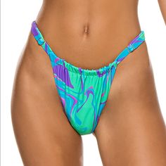 Nwt Weworewhat Adjustable Ruched Paradise Marble Bikini Bottom, Ocean Blue Multicolor Ruched Swimwear For Poolside, Multicolor Ruched Swimwear For Pool, Trendy Blue Tie-side Bottom Swimwear, Trendy Blue Tie-side Swimwear, Green Ruched Swimwear For Pool, Green Ruched Swimwear For The Pool, Multicolor Ruched Swimwear For Beach Season, Green Ruched Beachwear Swimwear, Green Ruched Swimwear For Poolside