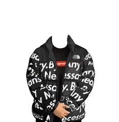 the north face x supreme jacket in black and white