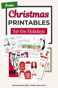 christmas printables for the holidays with text overlay that reads free christmas printables for the holidays