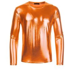 Featuring a metallic texture, this long-sleeve T-shirt makes you eye-catching in the crowd. Made of stretch fabric, it ensures more flexibility when you are moving. Hand Wash Only. You can pair the shining T-shirt with a jacket, jeans, or punk pants for a stylish look. Brilliant bright under the light. Suitable for parties, clubs, discos, festivals, carnivals, nights out, proms, and daily casual wear. Sparkle T-shirts enhance your charm and give you a street-trend look. Long Sleeve T-shirt For Fall Party, Metallic Long Sleeve Tops For Fall, Metallic Fitted Long Sleeve Tops, Gold Crew Neck T-shirt For Fall, Shiny Fitted Long Sleeve Tops, Jockey Mens, Punk Pants, Metallic Texture, Sleeve Packaging