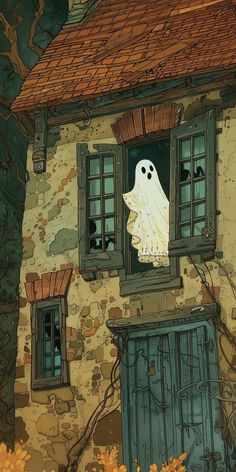 a house with a ghost in the window