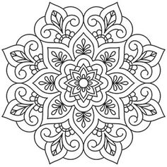 a black and white drawing of a flower with leaves on it's petals, in the shape of a snowflake