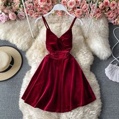 Materials: other Size: m, l Color: black, red V Neck Short Dress, Fashion Feminine, Short Dress Styles, Slim Hips, Red Bodycon Dress, Suspender Skirt, Evening Dresses Elegant, Feminine Dress, Trendy Dresses