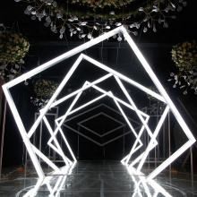 an image of a light show in the middle of a room with flowers on it