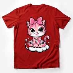 Cute Cartoon Kitty T-Shirt, Pink Bow Adorable Cat Graphic Tee, Kids Fun Animal Shirt, Gift for Cat Lovers Male T-Shirt Custom graphic T-Shirt.Customize your color Cartoon Kitty, Animal Graphic Tee, Cat Graphic Tee, Cute Cartoon Characters, Boys Graphic Tee, Animal Graphic, Cat Graphic, Unique Cats, Cat Tee