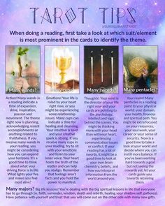 an advertisement for tarot tips, with images of different items in the text and description