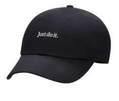 Embrace a sporty, chic look with the Nike JDI Washed Cap. This cap combines athletic flair with casual style, making it a versatile accessory for any occasion. Fabric upper, Adjustable strap for a secure fit, Sweatband for added comfort,2 3/4 inch bill, Nike® branding details, One size fits most | Nike JDI Washed Cap in Black/White Size M/L Nike Branding, Nike Brand, Unisex Accessories, Sporty Chic, Casual Style, Caps Hats, 4 Inch, Accessories Hats, Black White