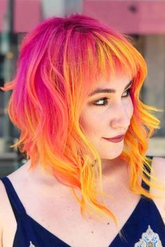 Orange And Pink Hair, Vivid Hair, Sunset Hair, Fire Hair, Vivid Hair Color, Pulp Riot Hair, Fabulous Hair