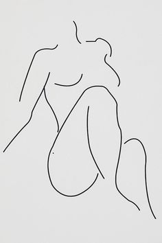 a black and white drawing of a naked woman's head with her hands behind her back