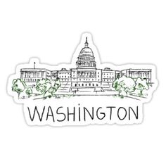 washington sticker with the capital building in the background