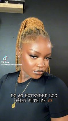 @/lilkthebasedgoddess on tiktok!! 👱🏾‍♀️ Loc Ponytail, Dreadlocks Hair Care, Short Dreadlocks Styles, Ponytail Tutorial, Quick Natural Hair Styles