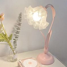 lamp Girl Desk, Desain Pantry, Retro Table Lamps, Lily Of The Valley Flowers, Valley Flowers, Flower Table, Flower Lamp, Lampe Decoration