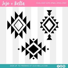 the black and white geometric design is featured in this graphic art file, which includes three different