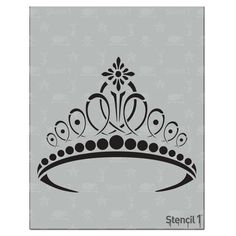 the stencil princess tiara is shown in black and white on a gray background