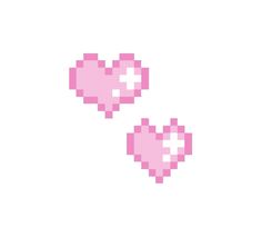 two pixel hearts are shown in pink and white