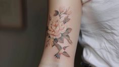 Detailed floral and hummingbird tattoo design with lifelike rose bloom and flying hummingbirds, showcasing intricate tattoo artistry. Hummingbird Tattoo Design, Intricate Tattoo, Shading Techniques, Hummingbird Tattoo, Blooming Rose, Hummingbirds, Tattoo Art