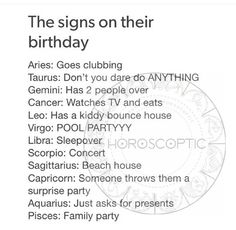 the signs on their birthday are in english