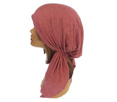 Comfortable stretchy pre tied bandana / head scarf / Tichel Elastic back for easy-on, easy-off style. Perfect to wear for those with hair loss or as a fun fashion statement. Women's one size fits most. Machine Wash Cold. Made in the USA. 95% Rayon 5% Spandex Casual Headwrap One Size Fits Most, Casual Headwrap For Summer, Fitted Casual Headwrap For Spring, Casual Adjustable Turban For Spring, Casual Fitted Headwrap For Spring, Casual Adjustable Spring Turban, Casual Adjustable Turban, Casual Summer Stretch Headwrap, Casual Stretch Headwrap