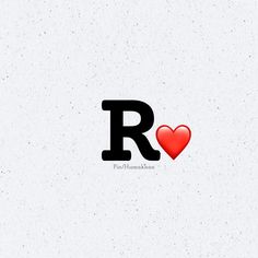 the letter r with a red heart on it