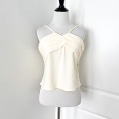 Zara Cream Color Pleated Front Crop Top Tank Worn Once, In Like New Condition! Labels Have Been Cut Off But It Was Bought From Zara Size Fits A Medium Off White Cream Tan Beige Elegant Cami Crop Top For Day Out, Chic White Camisole Crop Top, Chic Cream Tank Top For Spring, Chic Cream Crop Top For Day Out, Chic Cream Crop Top, Chic Camisole Top For Brunch, Elegant Cream Crop Top For Spring, Elegant White Camisole For Brunch, Chic White Crop Top Camisole