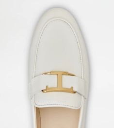 Woman WHITE T Timeless Loafers in Leather XXW79A0GG90MID42B001 | Tods Luxury Calf Leather Moccasins For Office, Elegant White Loafers With Leather Footbed, Luxury Leather Lined Loafers For Office, Elegant White Loafers, Luxury Leather Footbed Loafers For Office, Luxury Office Moccasins With Branded Insole, Luxury Leather Loafers For Office, Elegant Leather Loafers With Metal Logo, Formal Leather Loafers With Metal Logo