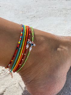 Beaded Anklet Seed Bead Anklet Boho Anklet Ankle Bracelet | Etsy Multicolor Tiny Beads Anklets For Beach, Adjustable Colorful Beaded Strand Anklets, Multicolor Beaded Anklets For The Beach, Beaded Ankle Wrap Anklets For Vacation, Beach Anklets With Tiny Multicolor Beads, Beach Multicolor Tiny Beads Anklets, Beaded Anklets With Ankle Strap As Gift, Beaded Anklets With Ankle Strap For Gifts, Festival Strand Anklets With Colorful Beads