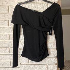 Inc Luxe Jersey Tee. Left Side Is Gathered. Off Shoulder. Long Sleeved. We With Tags. Black. Trendy Fitted Black Blouse, Trendy Black Tops For Date Night, Trendy Black Top For Date Night, Plum Sweater, Boho Lifestyle, Sixth Form, Color Block Top, Purple Shirt, Fall 2023