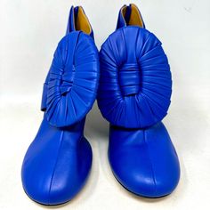 Brand: Loewe Size: 41 Or Us 8 Material: Lambskin Retail: $1,200.00 Color: Blue Pre-Owned, Very Light Wear, Light Scuffs Which Is Shown In Photos, Booties, Heeled, Leather, Buckle Loewe Shoes, Buckle Booties, Leather Buckle, Bootie Boots, Ankle Boots, Color Blue, Buckle, Blue Color, Womens Sizes