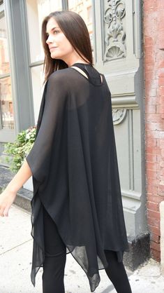 Crew or V Tops The Eight Senses® Chic Summer Cape Poncho, Chic Summer Poncho In Cape Style, Sheer Poncho, Oversized Top, Textured Fabric, Elegant Dress, Layering Pieces, Knee Length, Bell Sleeve Top