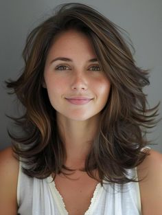 Medium Length Hair Feathered Layers, Side Part Medium Length Haircut, Wavy Mid Hair, Layers For Wavy Hair Medium, Medium Length Haircut With Layers Curls, Mid Length Hair With Layers Side Part, Haircut Medium Length Layers, Layers Haircut For Medium Hair, Stylish Haircut For Women