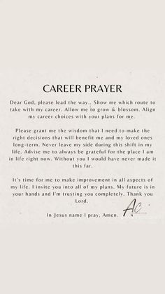 a page from the book career prayer