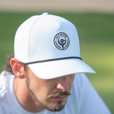 OldSouthApparel_Golf Ball Patch - Trucker Hat Classic 5-panel Summer Hat, White Summer Trucker Hat With Flat Bill, White Flat Bill Trucker Hat For Summer, Classic Snapback Summer Hats, Classic Adjustable Trucker Hat For Summer, Spring Trucker Hat With Curved Brim For Outdoor Activities, White Trucker Hat With Flat Brim For Summer, White 5-panel Trucker Hat For Summer, Adjustable Golf Hats With Uv Protection