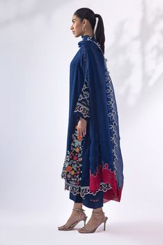 Beatrice – Sania Maskatiya International Designer Blue Palazzo Set With Embroidered Border, Blue Embroidered Palazzo Set For Designer Outfits, Embroidered Silk Blue Palazzo Set, Blue Palazzo Set With Dabka Work In Chanderi, Designer Blue Embroidered Palazzo Set, Blue Silk Palazzo Set With Sheer Dupatta, Designer Blue Palazzo Set With Chikankari Embroidery, Blue Palazzo Set With Dupatta For Summer, Blue Cotton Silk Salwar Kameez With Embroidered Border