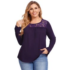 MATERIAL: The plus size long sleeve Lace Pleated Shirt is made of high quality fabric(polyester and spandex), which is very soft, stretchy, lightweight, breathable and comfortable. Casual Lace Top Blouse For Fall, Blouse Summer, Tunic Tops Casual, Pleated Shirt, Plus Size Lace, Casual Tunics, Loose Blouse, Slim Fit Shorts, Flowy Tops