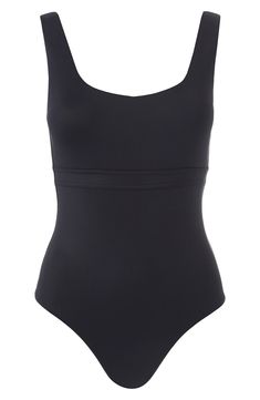 A low back lends sunny energy to this classic one-piece swimsuit. Removable cups Cheeky back coverage 86% polyamide,14% elastane Hand wash, dry flat Made in Italy Fitted Smoothing Swimwear In Elastane, Smoothing Fitted Swimwear In Elastane, Fitted Elastane Swimwear With Smoothing Details, Contoured Nylon Bodysuit For Swimming, Elegant Scoop Neck Swimwear With Seamless Construction, Elegant Swimwear With Seamless Construction, Elegant Stretch Swimwear With Scoop Neck, Sleek Sleeveless Nylon Swimwear, Sleek Swimwear With Solid Back For Beach