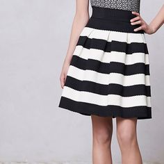 Black And White Scalloped Stripes Very Haute Couture Chic Black And White Skirt For Spring, Papaya, Checks, Black Color, Womens Skirt, Stripes, Black White, Couture, Black And White