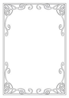 a square frame with swirls and scrolls on the edges, in black and white