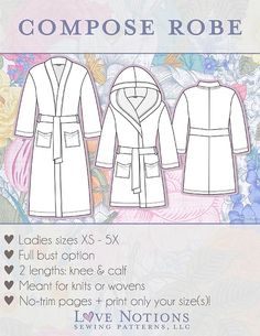 the sewing pattern for this robe is easy to sew